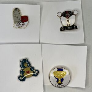 4 Vintage Illinois state WBA Women's Bowling Association Collectible Enamel Pins
